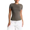 N By Naked Wardrobe Bare Short Sleeve Crew Top In Charcoal
