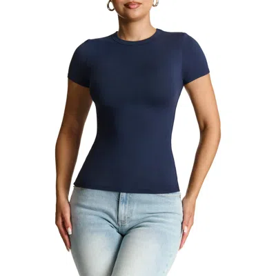 N By Naked Wardrobe Bare Short Sleeve Crew Top In Navy