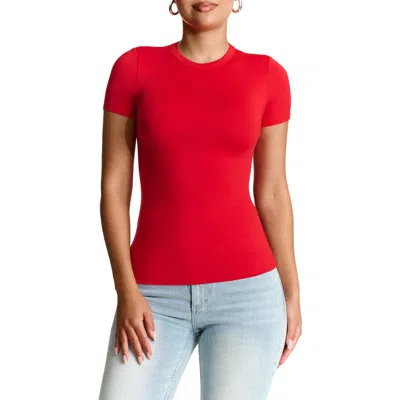 N By Naked Wardrobe Bare Short Sleeve Crew Top In Red