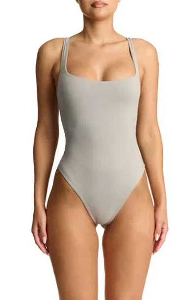 N By Naked Wardrobe Bare Square Neck Bodysuit In Grey