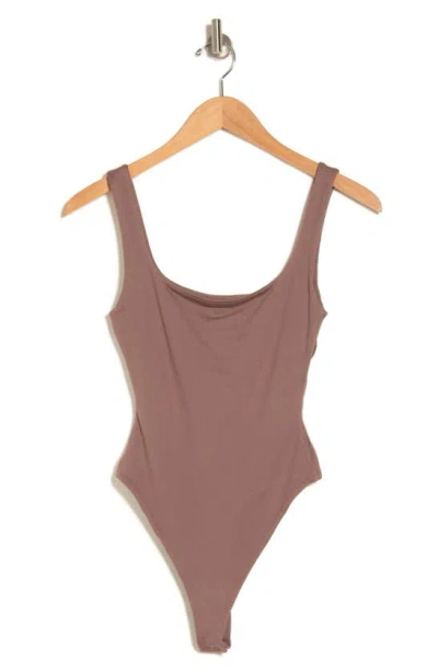 N By Naked Wardrobe Bare Square Neck Bodysuit In Taupe