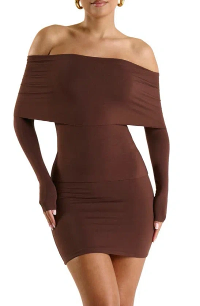 N By Naked Wardrobe Go Off The Shoulder Top In Chocolate