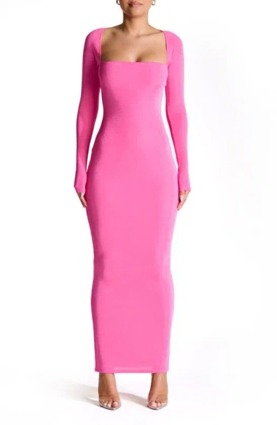 N By Naked Wardrobe Long Sleeve Maxi Dress In Pink Pink