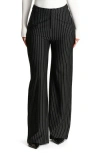 N By Naked Wardrobe Pinstripe Wide Leg Pants In Black