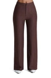 N By Naked Wardrobe Pinstripe Wide Leg Pants In Brown