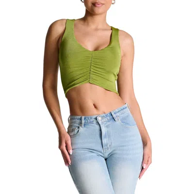 N By Naked Wardrobe Shirred Crop Top In Olive