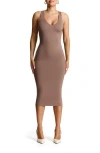 N By Naked Wardrobe Sleeveless Midi Dress In Taupe