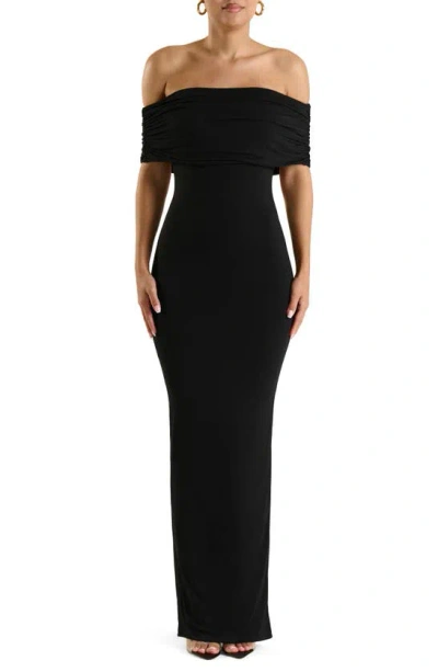 N By Naked Wardrobe Smooth Off The Shoulder Dress In Black