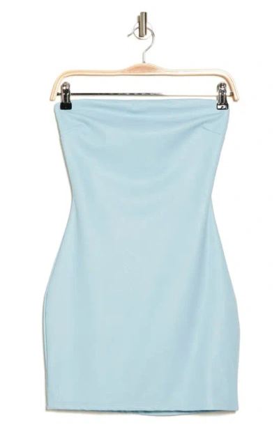 N By Naked Wardrobe Strapless Faux Leather Body-con Minidress In Baby Blue