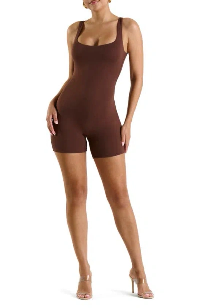 N By Naked Wardrobe The Nw Sporty Romper In Chocolate