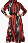 N By Nancy Cherri Midi Dress In Red Multi Color In Multi