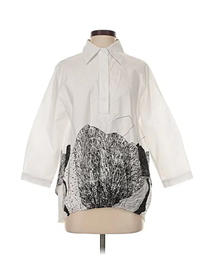 Pre-owned N By Nancy Long Sleeve Blouse In White