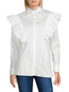 N BY NANCY WOMENS CONVERTIBLE PLEATED BUTTON-DOWN TOP
