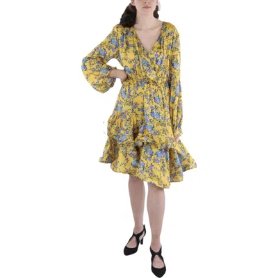 N By Nancy Womens Floral Print Midi Dress In Yellow