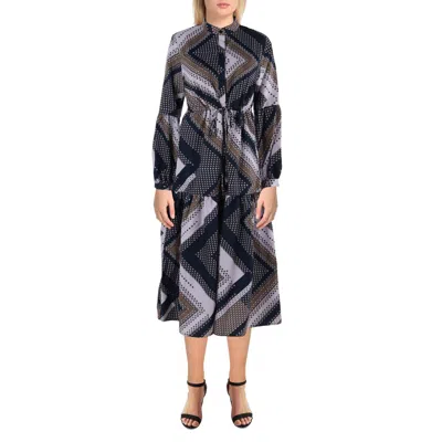 N By Nancy Womens Printed Button-down Shirtdress In Multi