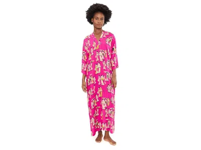 N By Natori Geisha Challis Mandarin Caftan Women's Jumpsuit & Rompers One Piece Pink: M (women's 10-12)