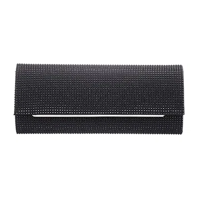 N By Nina All Over Crystal Flap Clutch In Black