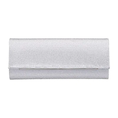 N By Nina All Over Crystal Flap Clutch In Silver