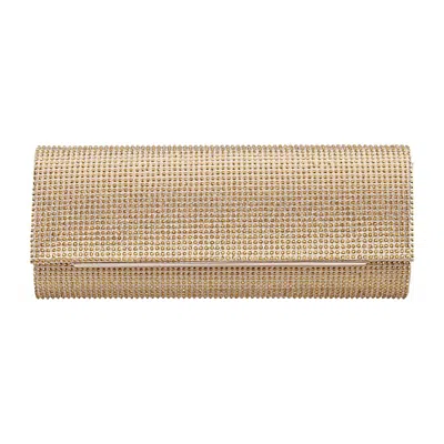 N By Nina All Over Crystal Flap Clutch In Yellow