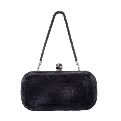 N By Nina Crysal Minaudiere With Crystal Cording Evening Bag In Black