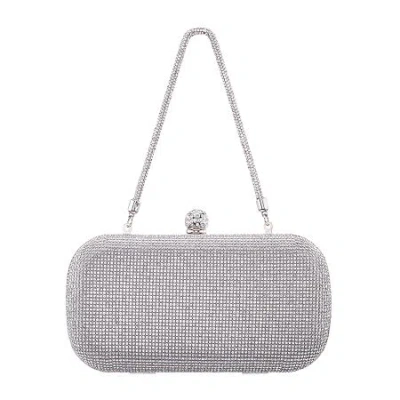 N By Nina Crysal Minaudiere With Crystal Cording Evening Bag In Silver