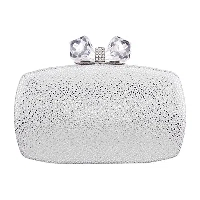 N By Nina Crystal Bow Evening Bag In Silver