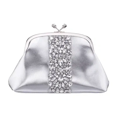 N By Nina Crystal Frame Evening Bag In Silver