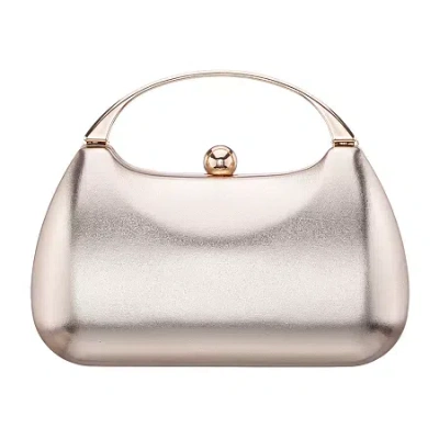 N By Nina Curved Metallic Minaudiere Evening Bag In Gold