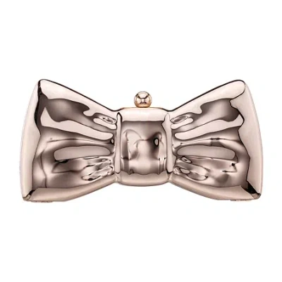 N By Nina Metal Bow Minaudiere Evening Bag In Neutral