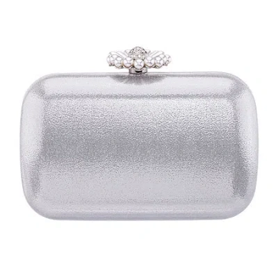 N By Nina Pearl Flower Minaudiere Evening Bag In Silver
