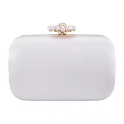 N By Nina Pearl Flower Minaudiere Evening Bag In White