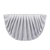 N By Nina Pleated Metallic Half Moon Clutch In Silver
