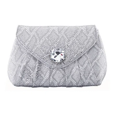 N By Nina Rebel Snake Clutch In Silver