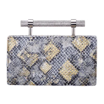 N By Nina Snake Minaudiere Evening Bag In Gray