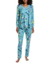 N Natori 2pc Fleur Dragon Cozy Knit Pajama Set In Blue
