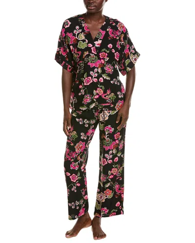 N Natori 2pc Fleur Dragon Printed Challis Pajama Set In Multi