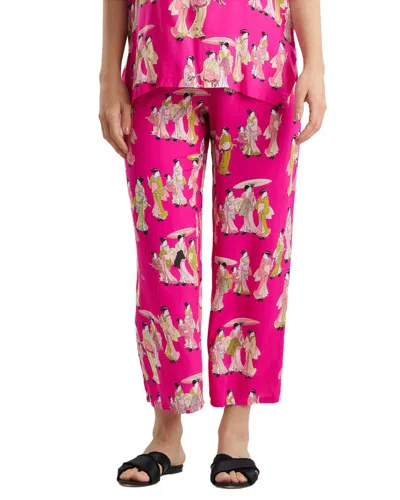 N Natori 2pc Geisha Challis Mandarin Pajama Set In Pin-pink