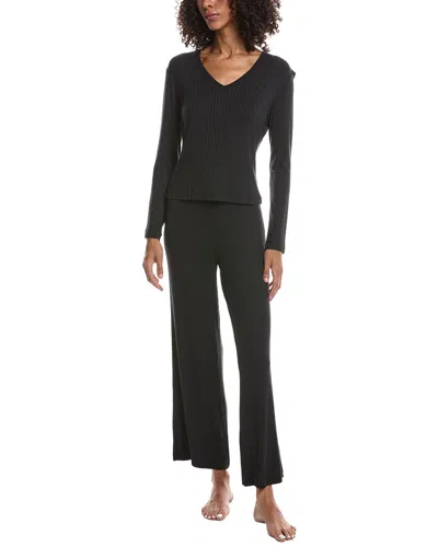 N Natori 2pc Harmony Rib V Neck Top & Pant Set