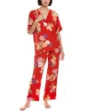 N Natori 2pc Kiku Challis Pajama Set In Red