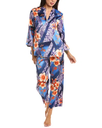 N Natori 2pc Magnolia Printed Satin Pajama Set In Multi