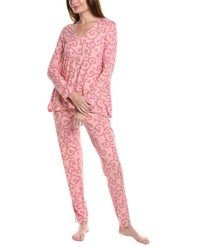 N Natori 2pc Ottoman Pajama Set In Pink