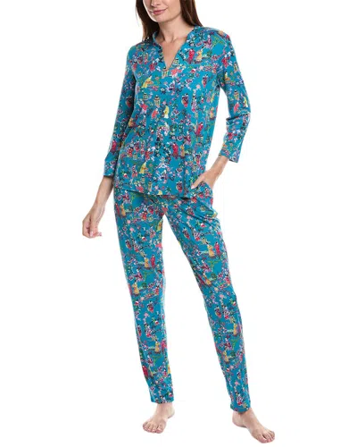N Natori 2pc Ren Mandarin Pajama Set In Blue