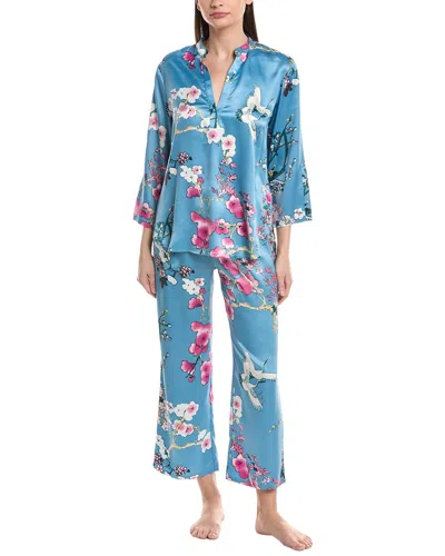 N Natori 2pc Sakura Satin Pajama Set In Multi