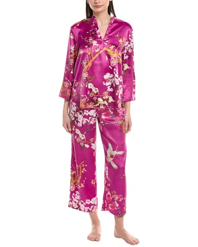 N Natori 2pc Sakura Satin Pajama Set In Pink