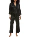 N Natori 2pc Scroll Satin Jacquard Pajama Set In Black