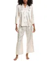 N Natori 2pc Scroll Satin Jacquard Pajama Set In Neutral