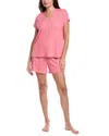 N Natori 2pc Sooth Pajama Short Set In Pink