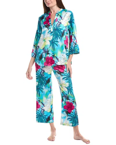N Natori 2pc Viva Printed Satin Pajama Set In Blue