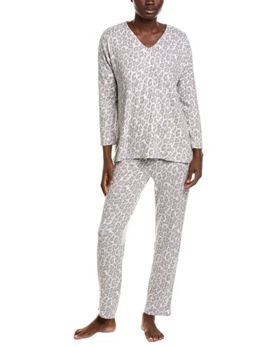 N Natori 2pc Wild Instinct Printed Brushed Pajama Set In Gray