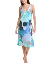 N Natori Botanic Melody Satin Night Gown In Blue